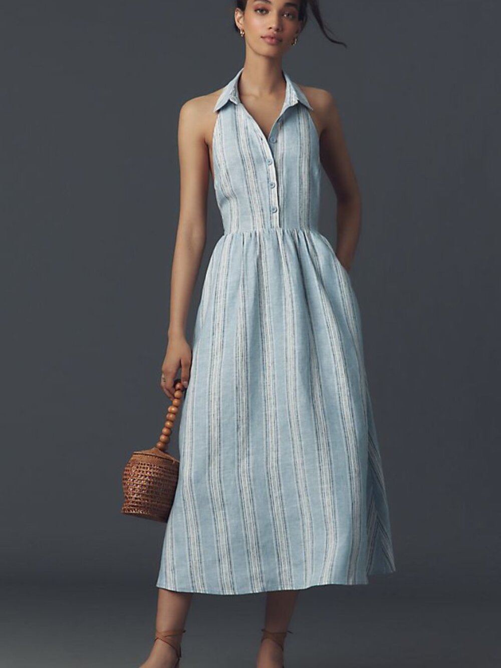 Anthropologie NWT Reformation Tace Linen Midi Shirt Dress - US10/UK14